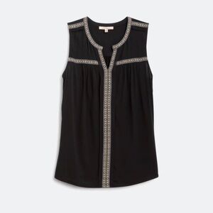 Chic Black Sleeveless Blouse with Embellished Trim